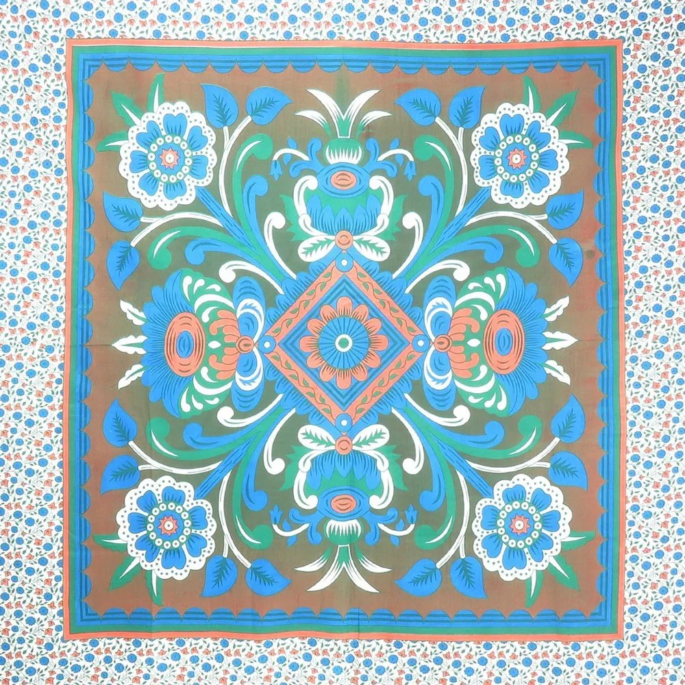 Oussum Cotton Multicolor Floral Print Wall Décor Bohemian Tapestries for Bedroom